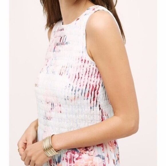 Anthro Smock Tangiers Pleated Floral Rose Dress - Picture 2 of 4